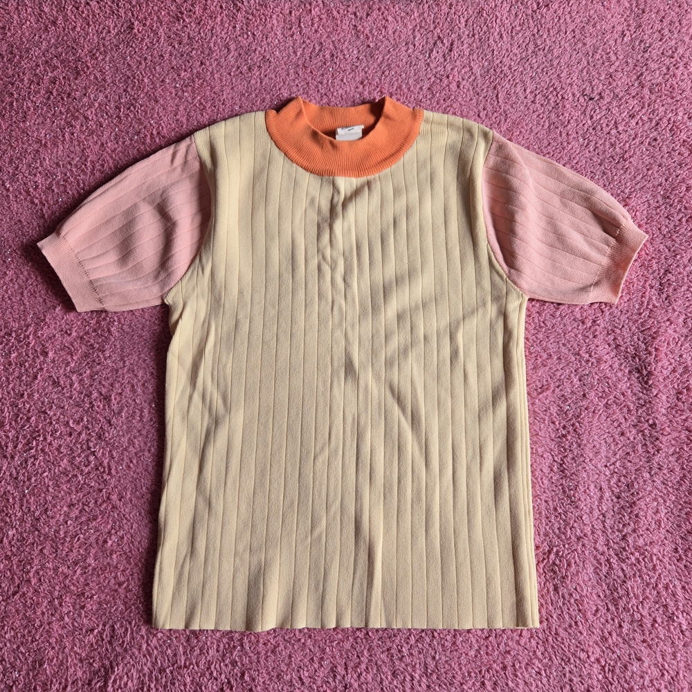 Colourblock Short Sleeve Ribbed Top